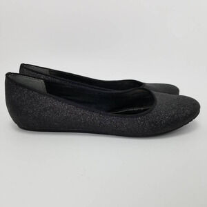 The Touch Of Nina Womens Shimmery Glitter Ballet Flats Shoes Black Slip On 8 X